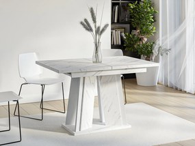 Masă sufragerie extensibilă Ledysa (Marmură Alb + lucios Alb) (pentru 2-6 persoane). 1105397