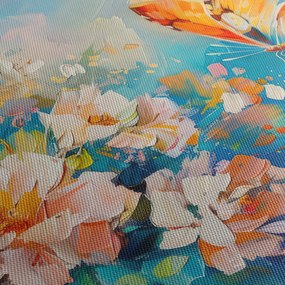 Tablou - Fluture și flori, pictură în ulei II. (120x50 cm)