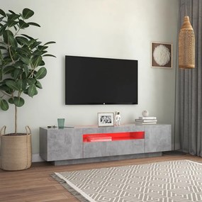 Comoda TV cu lumini LED, gri beton, 160x35x40 cm 1, Gri beton
