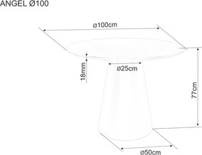 Masa rotunda pentru dining ANGEL 100x100 cm, decor marmura gri