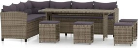 vidaXL Set mobilier de grădină cu perne, 6 piese, gri, poliratan