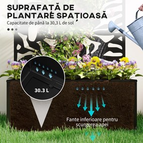 Outsunny Ghiveci cu spallier pentru plante cățărătoare din oțel, montare pe perete sau pe podea, 61x23x113 cm, negru | Aosom Romania
