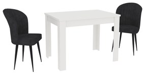 Set Masa Zeta, Alb, 2 Scaune, Negre, 102 x 69 x 75 cm