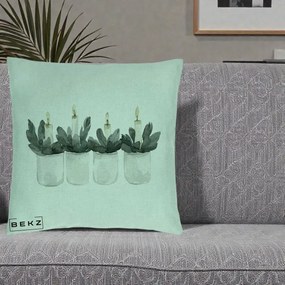 Perna Decorativa Lumanari Advent in Borcane, 40x40 cm, Verde Menta, Husa Detasabila, Perna Inclusa, BEKZ®