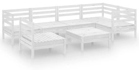 3082733 vidaXL Set mobilier de grădină, 7 piese, alb, lemn masiv de pin