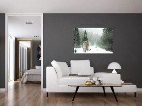 Tablou cu leopard în zăpadă (90x60 cm)
