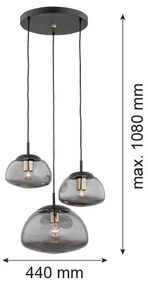 Lustră pe cablu TRINI 3xE27/15W/230V neagră Argon 1493