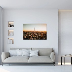Tablou apusului de soare deasupra orașului Zizkov (90x60 cm)
