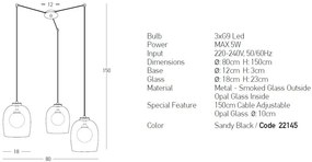 Lustra cu 3 pendule design modern Cindra fumuriu