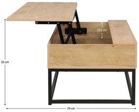 Masă de cafea Lendemain (stejar + negru) (cu sp. depozitare). 1116406