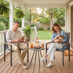 Outsunny Set bistrou 3 piese: Scaune din plasă și masă, Gri mixt. | Aosom Romania