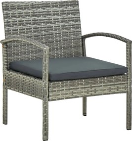 vidaXL Scaun de grădină cu pernă, gri, poliratan