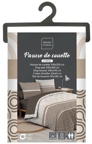 Lenjerie de pat maro din bumbac pentru pat dublu, extinsă cu cearceaf inclus, cu 6 piese 240x220 cm Pacha – douceur d'intérieur