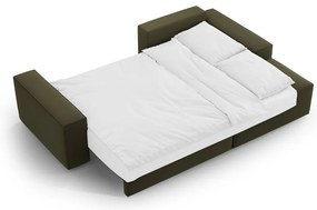 Colțar verde extensibil/cu spațiu de depozitare cu tapițerie din catifea (cu colț pe partea dreaptă/cu șezlong) Jodie – Micadoni