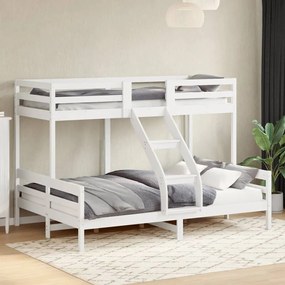 vidaXL Pat supraetajat, 80x200/140x200 cm, alb, lemn masiv de pin