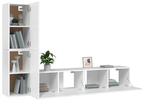 Set dulap TV, 4 piese, alb, lemn prelucrat 4, Alb, 80 x 30 x 30 cm
