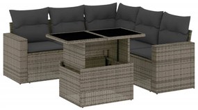 3267270 vidaXL Set mobilier grădină cu perne, 6 piese, gri, poliratan