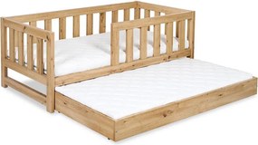 Pat lemn masiv alb pentru tineri Amelie 160×80cm /Stejar - Stejar deschis, Cu functie de dormit