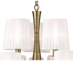 Candelabru clasic cu 9 brate LOEWE antique brass/ abajur alb