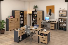 Birou de colţ pentru PC, grafit/stejar artisan, KLAUDIUS TIP 8