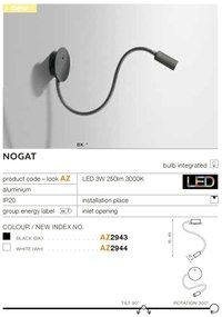 Aplica LED cu brat directionabil NOGAT alba