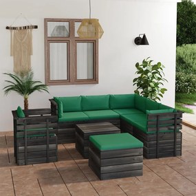 Set mobilier gradina paleti cu perne 8 piese lemn masiv pin Verde, 8