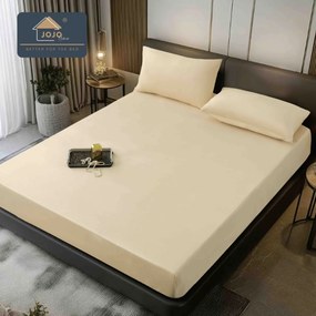 Huse de pat, 3 Piese, Catifea cu elastic 180x200, Bej