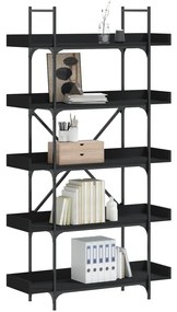 vidaXL Bibliotecă cu 5 niveluri, negru, 100x33x180,5 cm lemn prelucrat