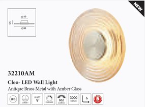 Aplica LED metal alama antique sticla chihlimbar Cleo