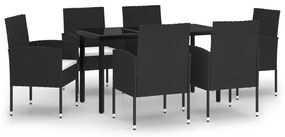 3099604 vidaXL Set de servit masa pentru grădină, 7 piese, negru