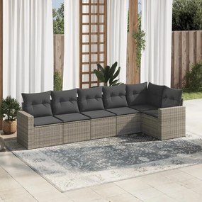 3218980 vidaXL Set mobilier grădină cu perne, 6 piese, gri, poliratan