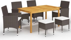 vidaXL Set de masă pentru grădină, 7 piese, maro