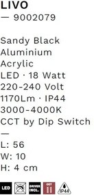 Aplica de perete LED baie IP44 LIVO neagra