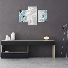 Tablou - 3D Flori albastre (90x60 cm)