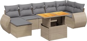 vidaXL Set canapele de grădină, 8 piese, cu perne, bej, poliratan