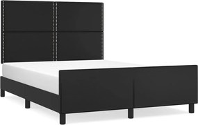 vidaXL Cadru de pat cu tăblie, negru, 140x190 cm, piele ecologică