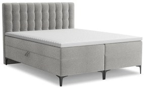 Pat boxspring gri deschis cu spațiu de depozitare 160x200 cm Puhala – Makamii