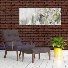 Tablou - Flori albe, vintage (120x50 cm)