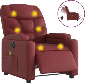 vidaXL Fotoliu de masaj electric rabatabil, roșu vin, piele ecologică