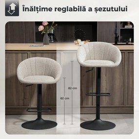 HOMCOM Set 2 Scaune de Bar Rotative din Țesătură cu Înălțime Ajustabilă Bej | Aosom Romania