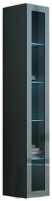 Vitrină Zylia (Gri + Gri lucios) (iluminat LED RGB color). 1058209