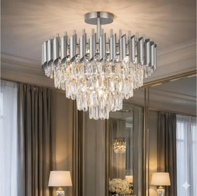 Brilagi - Lustră aplicată ECLIPSE 7xE14/10W/230V Ø 48 cm argintie