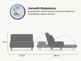Canapea extensibilă Folde 2 Light Grey