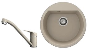 PACHET FAT CHIUVETA ROTUNDA 51 CM+BATERIE PIPA DREAPTA, CAPPUCCINO/BEJ, MARMURA COMPOZITA