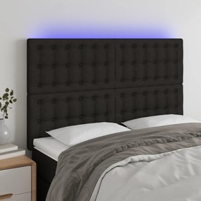 3122858 vidaXL Tăblie de pat cu LED, negru, 144x5x118/128 cm, textil