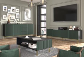 Comodă F 3D3S 200 Rowanna (Negru + Verde închis + Auriu). 1125076