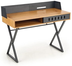 Birou Benson, stejar auriu / negru