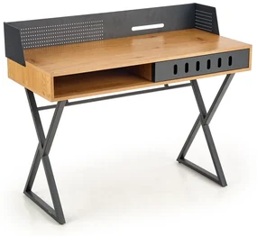 Birou Benson, stejar auriu / negru