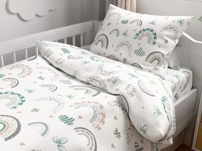 Set lenjerie de pat din microfibra pentru patut cu cearsaf RAINUBI, alba