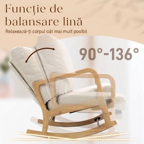 HOMCOM Balansoar din Catifea Fină cu Suport Picioare, Spătar Reclinabil, Stil Scandinav, Crem | Aosom Romania